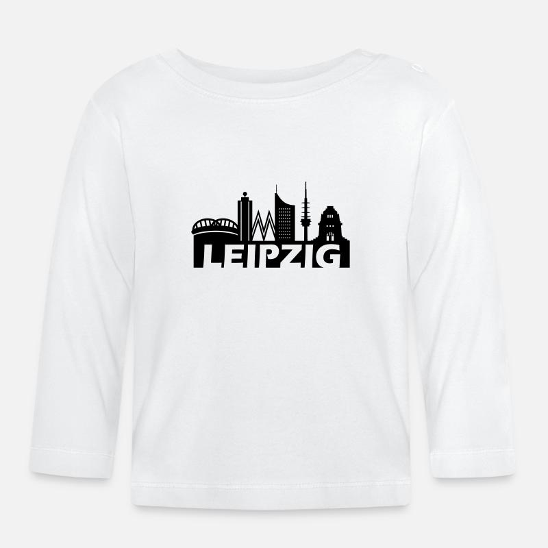 Skyline de Leipzig - T-shirt manches longues bio Bébé - blanc