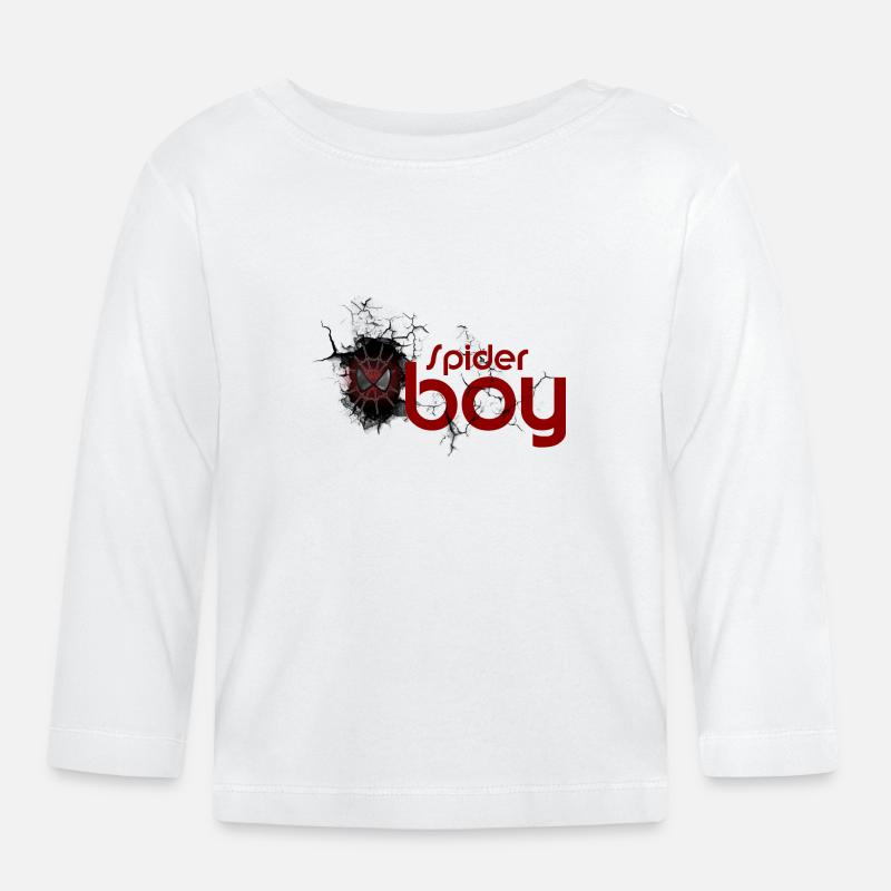 Spinnentier-Held: Karminrotes Netz-Emblem - Baby Bio-Langarmshirt - Weiß