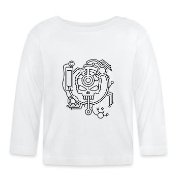 Cyber Skull Skull as a circuit - Organic Baby Long Sleeve T-Shirt - white - Front
