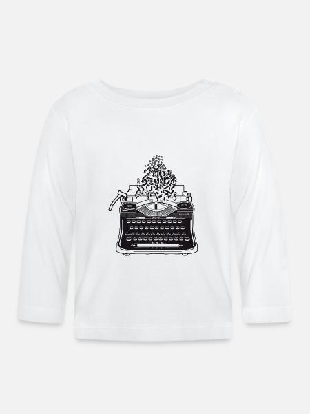 nostalgische antike Schreibmaschine mit Buchstaben - Baby Bio-Langarmshirt - Weiß