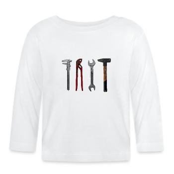 Pince marteau Craftsman pour illustration d’outils - T-shirt manches longues bio Bébé - blanc - Devant