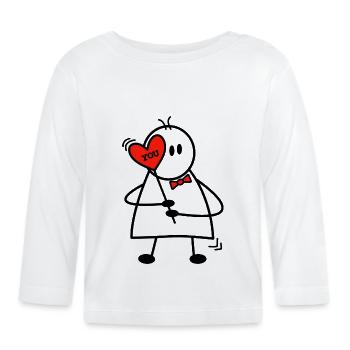 Saint-Valentin Histoire d’amour Garçon avec cœur Je t’aime - T-shirt manches longues bio Bébé - blanc - Devant