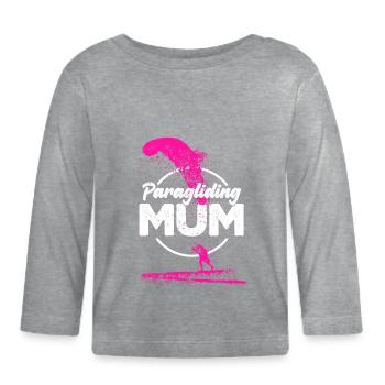 Paragliding Mum pink - Organic Baby Long Sleeve T-Shirt - heather grey - Front