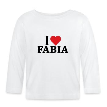 T-Shirt I love Fabia T-Shirt Geschenkidee - Baby Bio-Langarmshirt - Weiß - Vorne