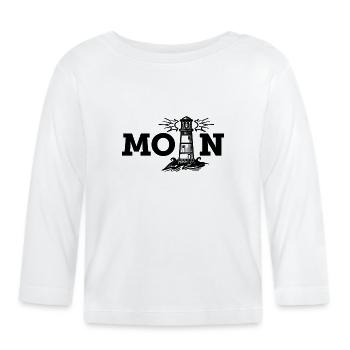 Moin (Typo/Leuchtturm - Baby Bio-Langarmshirt - Weiß - Vorne