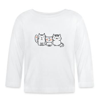 Cats, Friends - Organic Baby Long Sleeve T-Shirt - white - Front