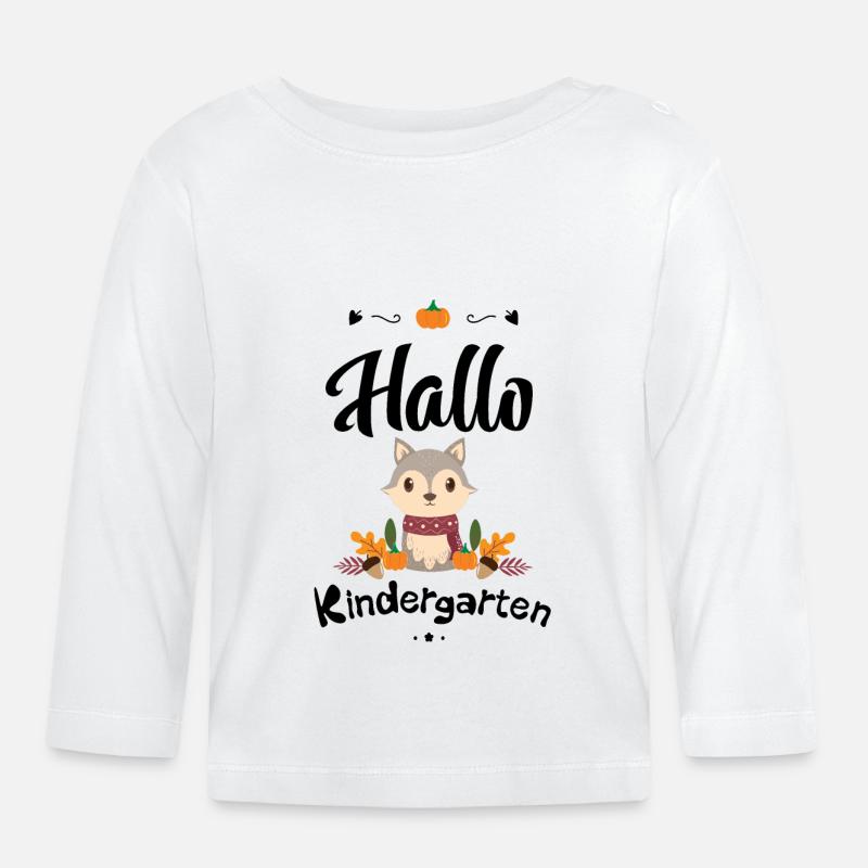 süßes Wolf Design mit Herbstmotiven - Baby Bio-Langarmshirt - Weiß