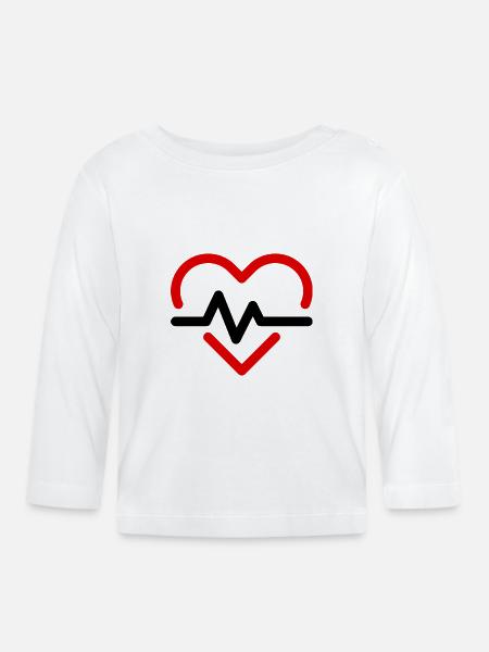 heart beat - Baby Bio-Langarmshirt - Weiß