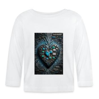 Das Herzstück der Valentinstags-CPU eines Computermanns - Baby Bio-Langarmshirt - Weiß - Vorne