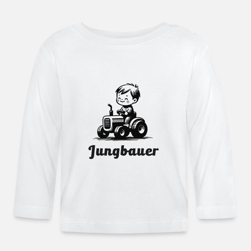 jungbauer nachwuchs bauernhof bauer babygeschenk - Baby Bio-Langarmshirt - Weiß