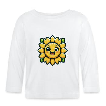 Sunny Blossom: The Radiant Sunflower - Organic Baby Long Sleeve T-Shirt - white - Front