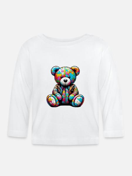 Teddybär Teddybär Lederweste - Baby Bio-Langarmshirt - Weiß