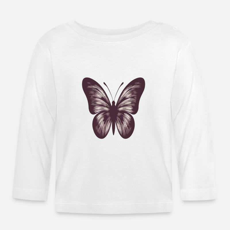 Papillon - T-shirt manches longues bio Bébé - blanc