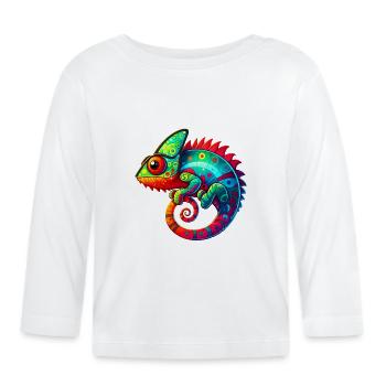Caméléon - T-shirt manches longues bio Bébé - blanc - Devant