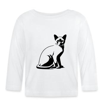 Chat birman - T-shirt manches longues bio Bébé - blanc - Devant