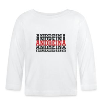 Andreina t-shirt t-shirt gift stacked text - Organic Baby Long Sleeve T-Shirt - white - Front