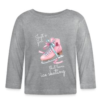 Just a Girl Who Loves Iceskates Girly Design - Organic Baby Long Sleeve T-Shirt - heather grey - Front