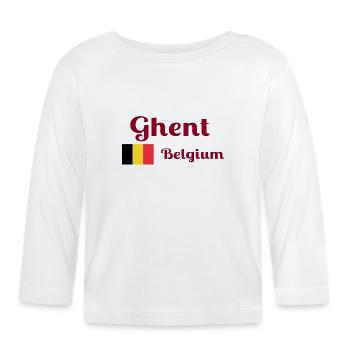 Gand, Belgique - Imprimés élégants - T-shirt manches longues bio Bébé - blanc - Devant