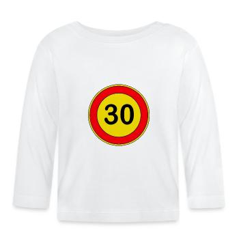 30e anniversaire, 30 ans, panneau de signalisation jaune - T-shirt manches longues bio Bébé - blanc - Devant