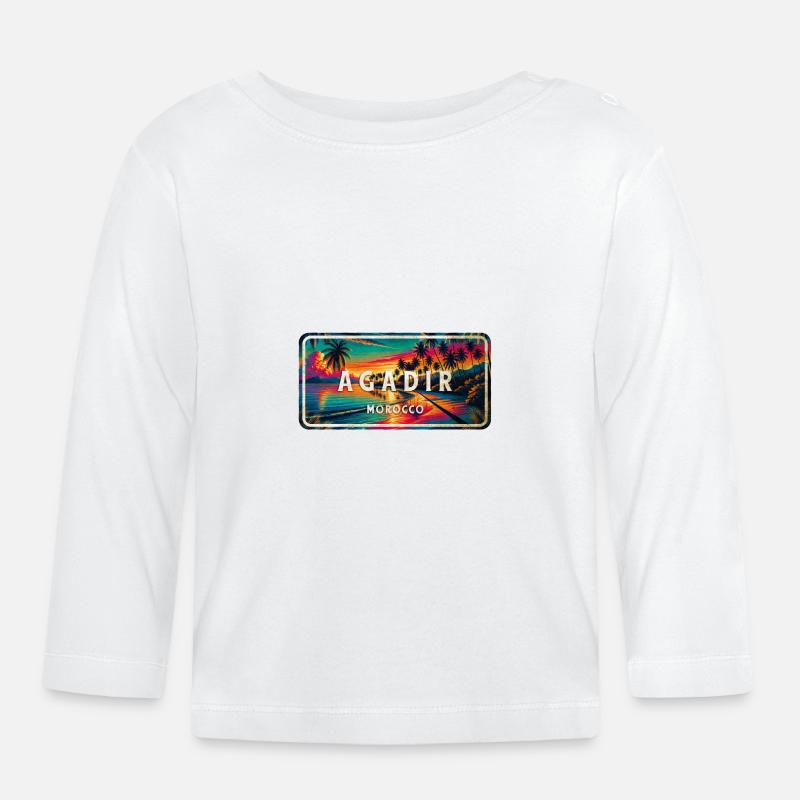 Agadir, Maroc, Sun Drift Design - T-shirt manches longues bio Bébé - blanc