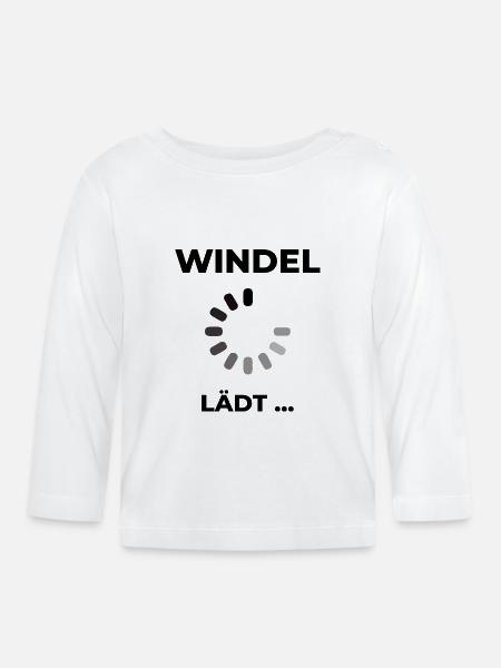 Windel lädt - Baby Bio-Langarmshirt - Weiß