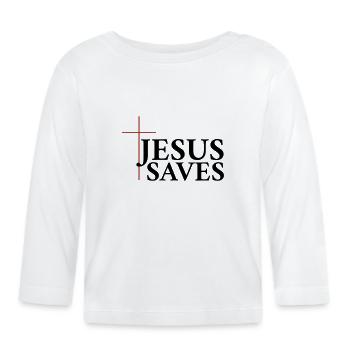 Jesus saves - Organic Baby Long Sleeve T-Shirt - white - Front