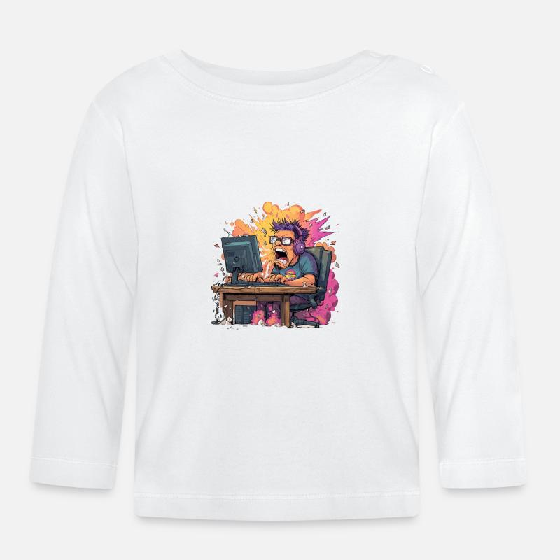Gaming Rage Explosion – Zocker im Rage Mode - Baby Bio-Langarmshirt - Weiß