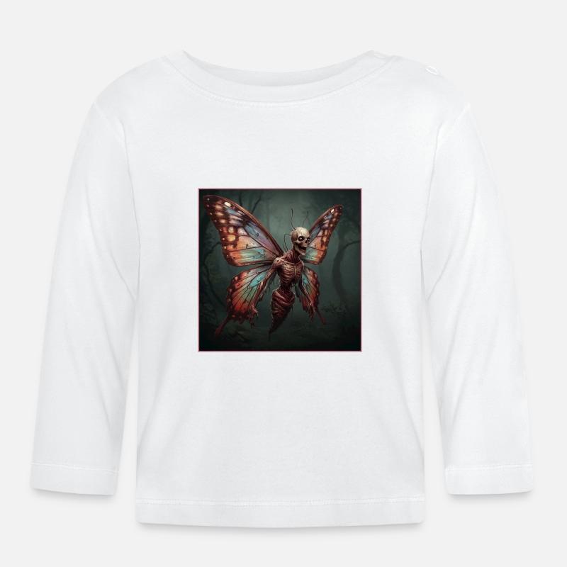 Cauchemar morbide du papillon - T-shirt manches longues bio Bébé - blanc