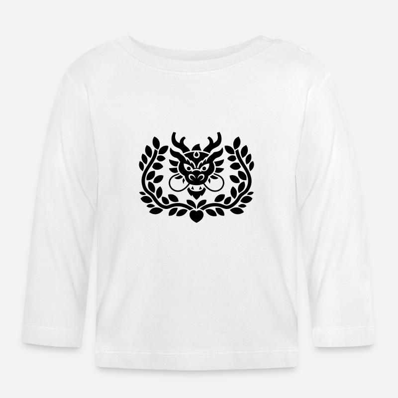 Drachen-Emblem-Wappen - Baby Bio-Langarmshirt - Weiß