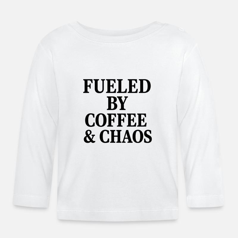 ALIMENTÉ PAR LE CAFÉ ET LE CHAOS - T-shirt manches longues bio Bébé - blanc