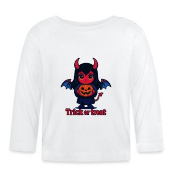 Trick or Treat – Cute Devil - Organic Baby Long Sleeve T-Shirt - white - Front