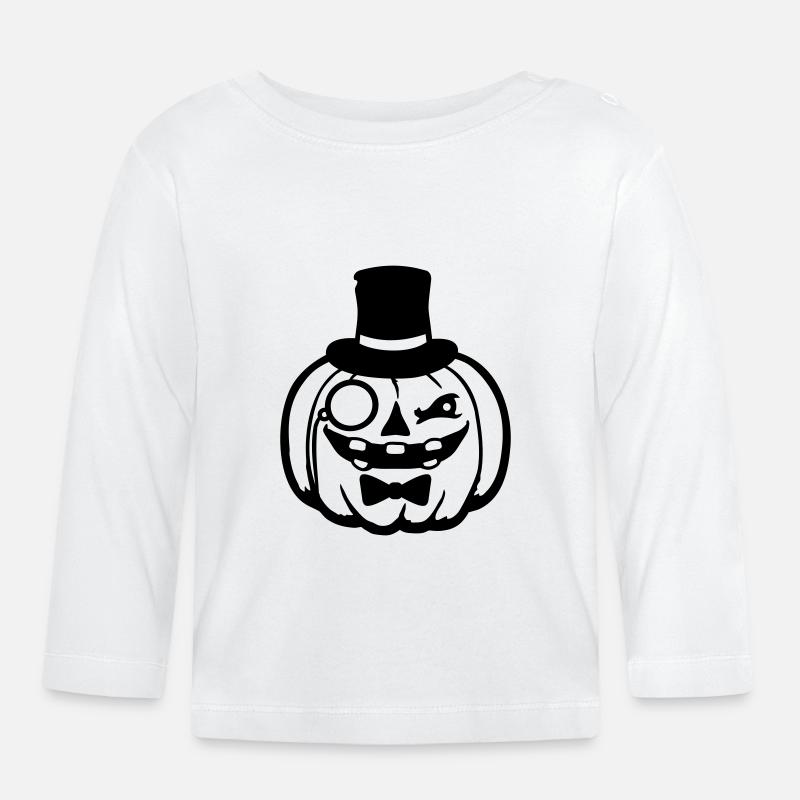 Distinto Cappello A Cilindro Zucca Monocolo Halloween Impero - Maglietta a manica lunga ecologico per bambini - bianco