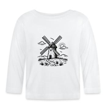Moulin à vent - T-shirt manches longues bio Bébé - blanc - Devant