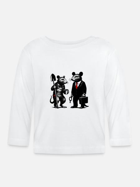 Arbeiter-Ratte und Büroratte - Baby Bio-Langarmshirt - Weiß