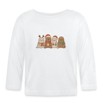 Phoques et morses Enfants Garçons Filles Noël - T-shirt manches longues bio Bébé - blanc - Devant