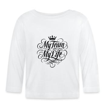 Mon équipe, ma vie - T-shirt manches longues bio Bébé - blanc - Devant