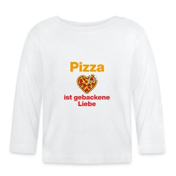 La pizza, c’est l’amour pâtissé, amateur de pizza, gourmet - T-shirt manches longues bio Bébé - blanc - Devant