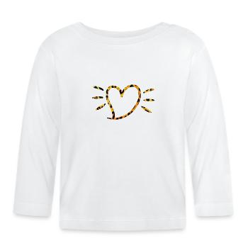 Cœur de léopard aux rayons du soleil - T-shirt manches longues bio Bébé - blanc - Devant