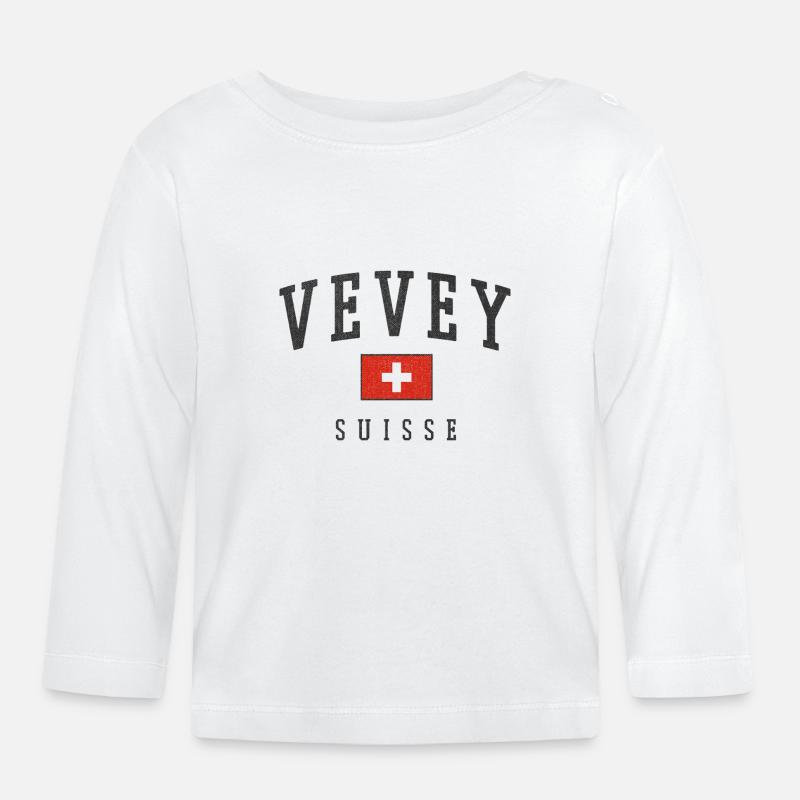 Vevey Schweiz Emblem - Baby Bio-Langarmshirt - Weiß