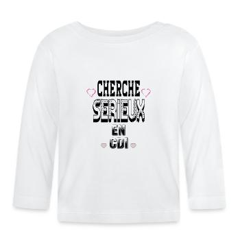 Cherche Sérieux en CDI - T-shirt manches longues bio Bébé - blanc - Devant