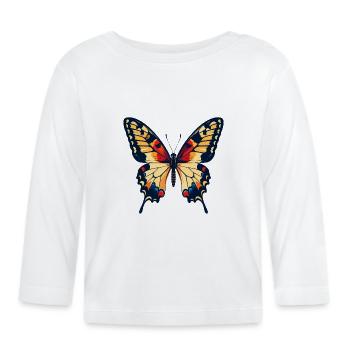 Schöner Bunter Schmetterling Frühling Motiv - Baby Bio-Langarmshirt - Weiß - Vorne