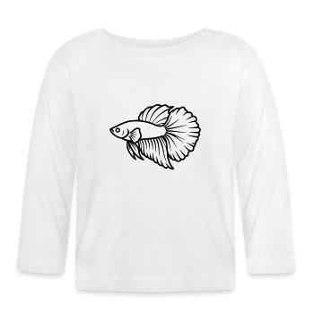 Kampffisch Betta Splendens Aquarium - Baby Bio-Langarmshirt - Weiß - Vorne