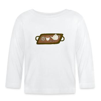 Teezeit-Tablett-Illustration - Baby Bio-Langarmshirt - Weiß - Vorne