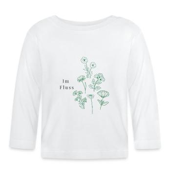 Yoga Spruch im Fluss, Blumen Design - Baby Bio-Langarmshirt - Weiß - Vorne