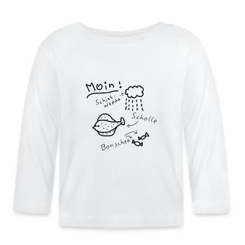 moin norddeutsch typisch plattdeutsch - Baby Bio-Langarmshirt - Weiß - Vorne