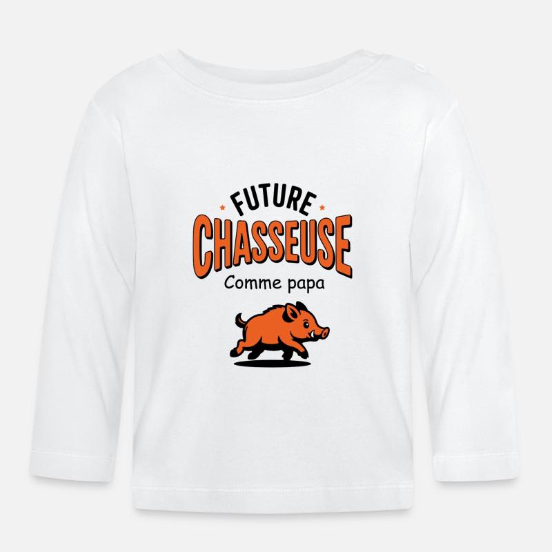 future_chasseuse_comme_papa - T-shirt manches longues bio Bébé - blanc