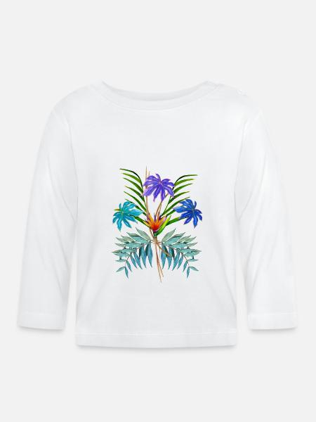 Tropischer Strauß - Baby Bio-Langarmshirt - Weiß