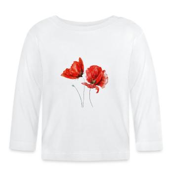 Poppies Poppy Flowers Flower red - Organic Baby Long Sleeve T-Shirt - white - Front