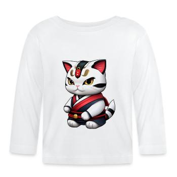 Mignon chat chanceux asiatique - T-shirt manches longues bio Bébé - blanc - Devant