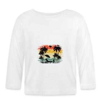 Sonnenuntergang Strand Sommer Geschenk Strand Retro - Baby Bio-Langarmshirt - Weiß - Vorne
